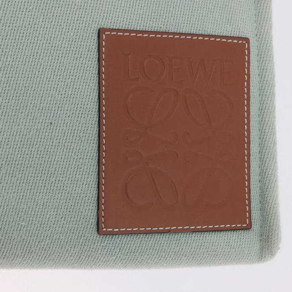 LOEWE Anagram Cushion Tote Bag Canvas Light Green Auth ka6118A