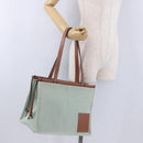 LOEWE Anagram Cushion Tote Bag Canvas Light Green Auth ka6118A-26