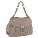 Miu Miu Matelasse Chain Shoulder Bag Leather Beige Silver Auth ka6124M-1