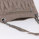 Miu Miu Matelasse Chain Shoulder Bag Leather Beige Silver Auth ka6124M-16