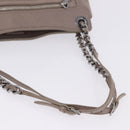 Miu Miu Matelasse Chain Shoulder Bag Leather Beige Silver Auth ka6124M-9