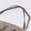 Miu Miu Matelasse Chain Shoulder Bag Leather Beige Silver Auth ka6124M-17
