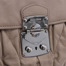 Miu Miu Matelasse Chain Shoulder Bag Leather Beige Silver Auth ka6124M-22
