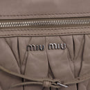 Miu Miu Matelasse Chain Shoulder Bag Leather Beige Silver Auth ka6124M-23