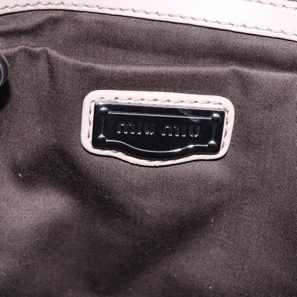 Miu Miu Matelasse Chain Shoulder Bag Leather Beige Silver Auth ka6124M