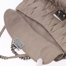 Miu Miu Matelasse Chain Shoulder Bag Leather Beige Silver Auth ka6124M-29