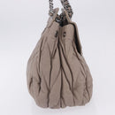 Miu Miu Matelasse Chain Shoulder Bag Leather Beige Silver Auth ka6124M-6