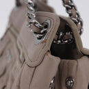 Miu Miu Matelasse Chain Shoulder Bag Leather Beige Silver Auth ka6124M-7