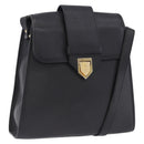 SAINT LAURENT Shoulder Bag Leather Black Gold Tone Auth ka6131-1