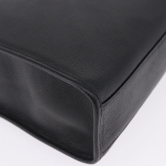 SAINT LAURENT Shoulder Bag Leather Black Gold Tone Auth ka6131