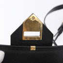 SAINT LAURENT Shoulder Bag Leather Black Gold Tone Auth ka6131-16