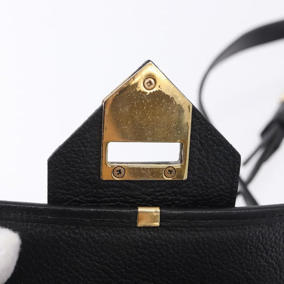 SAINT LAURENT Shoulder Bag Leather Black Gold Tone Auth ka6131