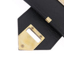 SAINT LAURENT Shoulder Bag Leather Black Gold Tone Auth ka6131-19