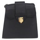 SAINT LAURENT Shoulder Bag Leather Black Gold Tone Auth ka6131-2