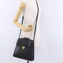 SAINT LAURENT Shoulder Bag Leather Black Gold Tone Auth ka6131-26