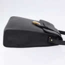 SAINT LAURENT Shoulder Bag Leather Black Gold Tone Auth ka6131-4