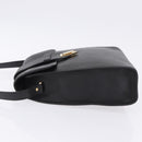 SAINT LAURENT Shoulder Bag Leather Black Gold Tone Auth ka6131-5