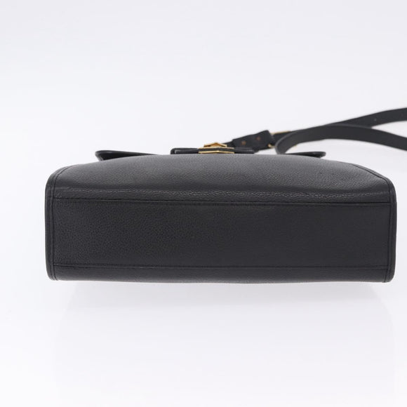 SAINT LAURENT Shoulder Bag Leather Black Gold Tone Auth ka6131
