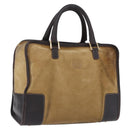 LOEWE Amazona 32 Hand Bag Suede Beige Gold Tone Auth ka6134-1