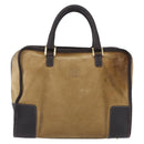 LOEWE Amazona 32 Hand Bag Suede Beige Gold Tone Auth ka6134-13