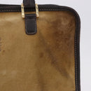 LOEWE Amazona 32 Hand Bag Suede Beige Gold Tone Auth ka6134-2