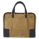 LOEWE Amazona 32 Hand Bag Suede Beige Gold Tone Auth ka6134-3
