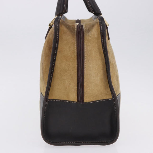 LOEWE Amazona 32 Hand Bag Suede Beige Gold Tone Auth ka6134