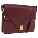 CARTIER Must Line Shoulder Bag Leather Bordeaux Gold Tone Auth ka6136-1