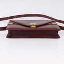 CARTIER Must Line Shoulder Bag Leather Bordeaux Gold Tone Auth ka6136-7