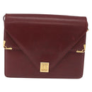 CARTIER Must Line Shoulder Bag Leather Bordeaux Gold Tone Auth ka6136-13