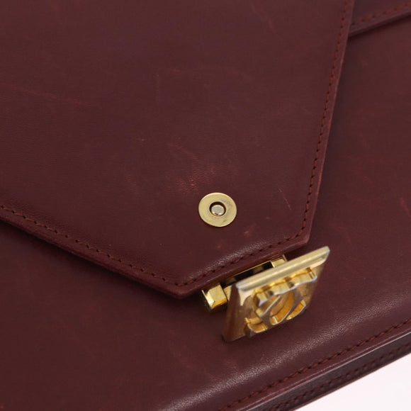 CARTIER Must Line Shoulder Bag Leather Bordeaux Gold Tone Auth ka6136