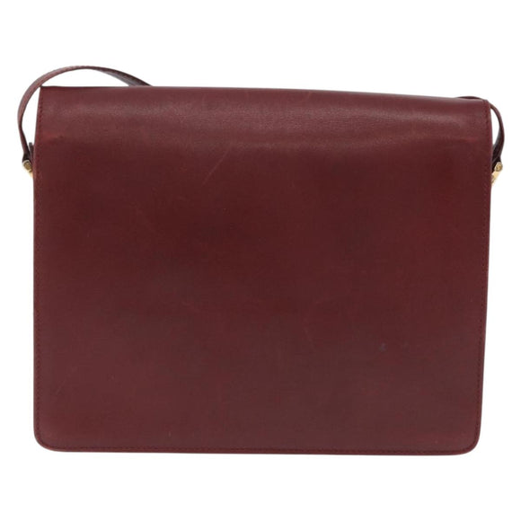 CARTIER Must Line Shoulder Bag Leather Bordeaux Gold Tone Auth ka6136
