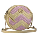 GUCCI GG Marmont Chain Shoulder Bag Leather Gold Pink 550154 Auth ka6138A-1