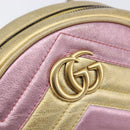 GUCCI GG Marmont Chain Shoulder Bag Leather Gold Pink 550154 Auth ka6138A-15