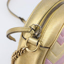 GUCCI GG Marmont Chain Shoulder Bag Leather Gold Pink 550154 Auth ka6138A-16