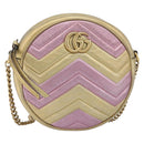 GUCCI GG Marmont Chain Shoulder Bag Leather Gold Pink 550154 Auth ka6138A-2