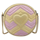 GUCCI GG Marmont Chain Shoulder Bag Leather Gold Pink 550154 Auth ka6138A-3
