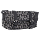Christian Dior Trotter Canvas Shoulder Bag Black Silver Auth ka6139V-1