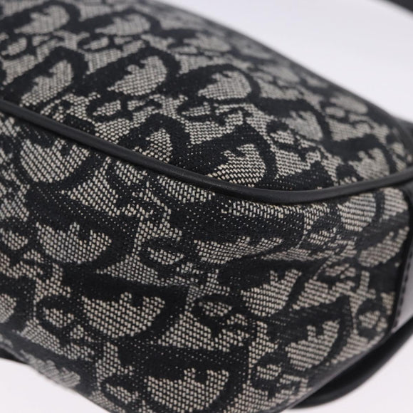 Christian Dior Trotter Canvas Shoulder Bag Black Silver Auth ka6139V