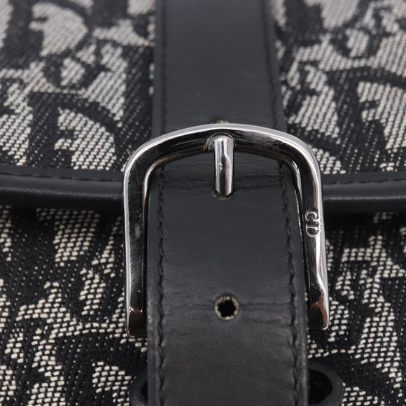 Christian Dior Trotter Canvas Shoulder Bag Black Silver Auth ka6139V