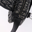 Christian Dior Trotter Canvas Shoulder Bag Black Silver Auth ka6139V-19