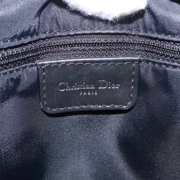 Christian Dior Trotter Canvas Shoulder Bag Black Silver Auth ka6139V