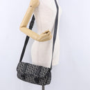 Christian Dior Trotter Canvas Shoulder Bag Black Silver Auth ka6139V-29