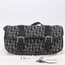 Christian Dior Trotter Canvas Shoulder Bag Black Silver Auth ka6139V-30