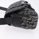 Christian Dior Trotter Canvas Shoulder Bag Black Silver Auth ka6139V-5