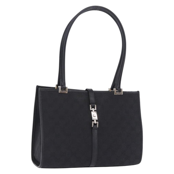 GUCCI GG Canvas Jackie Hand Bag Black Silver 002 1073 Auth ka6140A