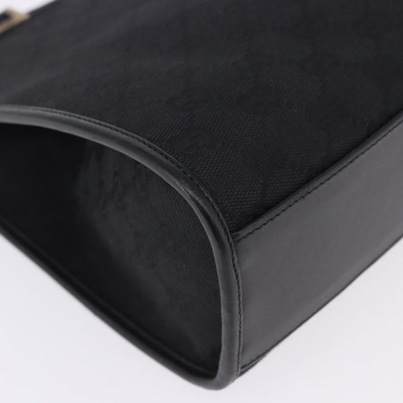 GUCCI GG Canvas Jackie Hand Bag Black Silver 002 1073 Auth ka6140A