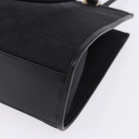 GUCCI GG Canvas Jackie Hand Bag Black Silver 002 1073 Auth ka6140A