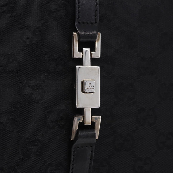GUCCI GG Canvas Jackie Hand Bag Black Silver 002 1073 Auth ka6140A