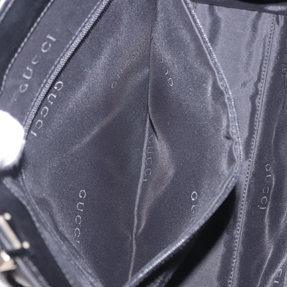 GUCCI GG Canvas Jackie Hand Bag Black Silver 002 1073 Auth ka6140A